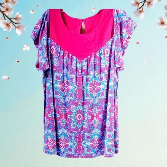 TORRID Plus Size Super Soft Crew Neck Eyelet Yoke Cold Shoulder Top. - Picture 1 of 16